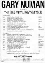 Gary Numan Metal Rhythm Tour Venues